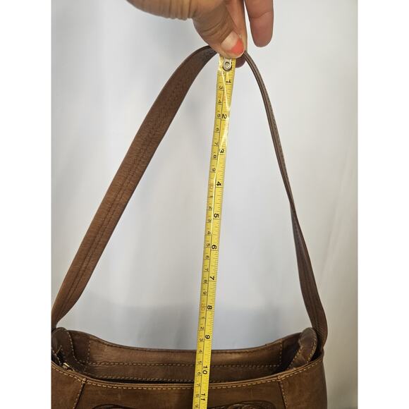 Vintage Brown Leather Tooled Floral Purse - Flap Snap Closure Rugero Horse Roses - Picture 16 of 16